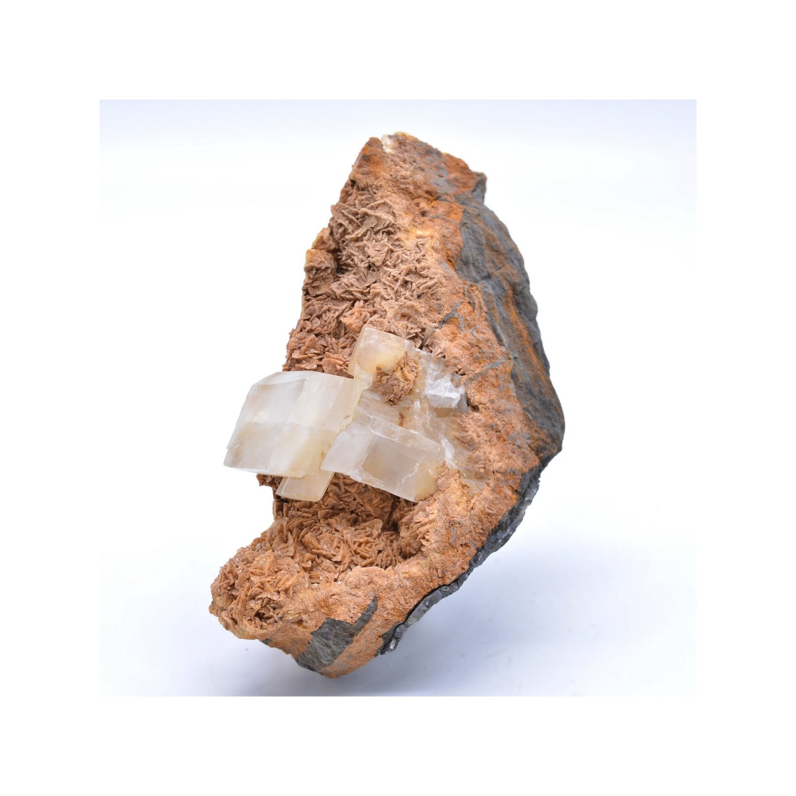 Calcite sur sidérite - Saint Pons, Alpes-de-Haute-Provence, France