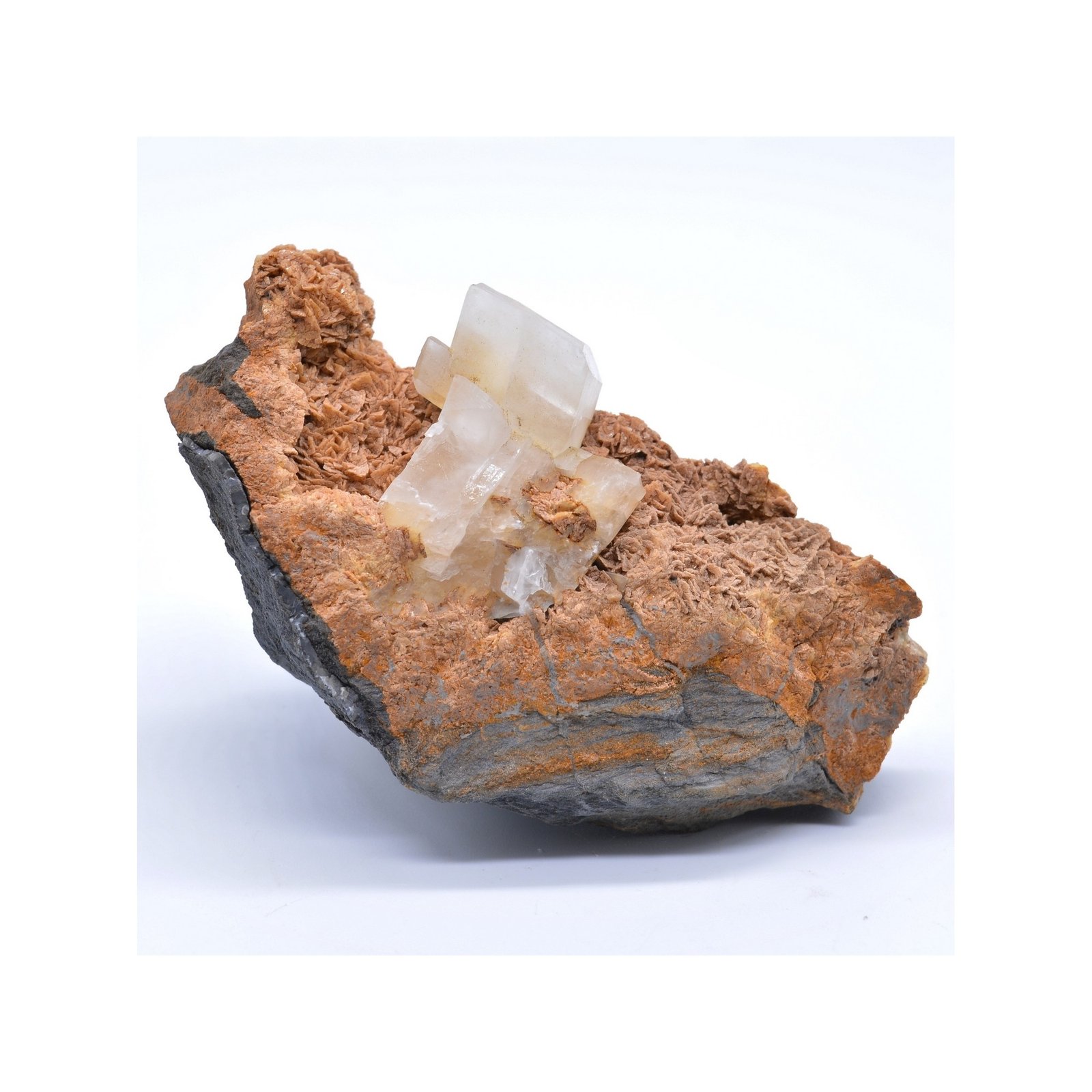 Calcite sur sidérite - Saint Pons, Alpes-de-Haute-Provence, France