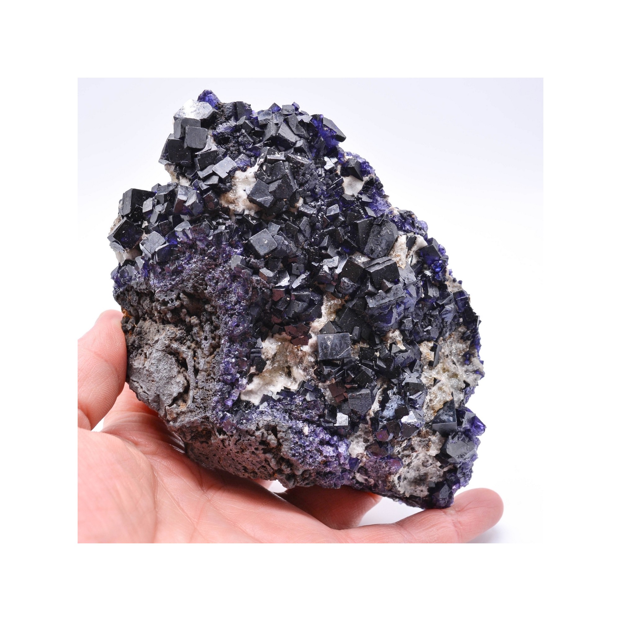 Fluorite antozonite, calcite - Ojuela mine, Mapimi, Durango, Mexico