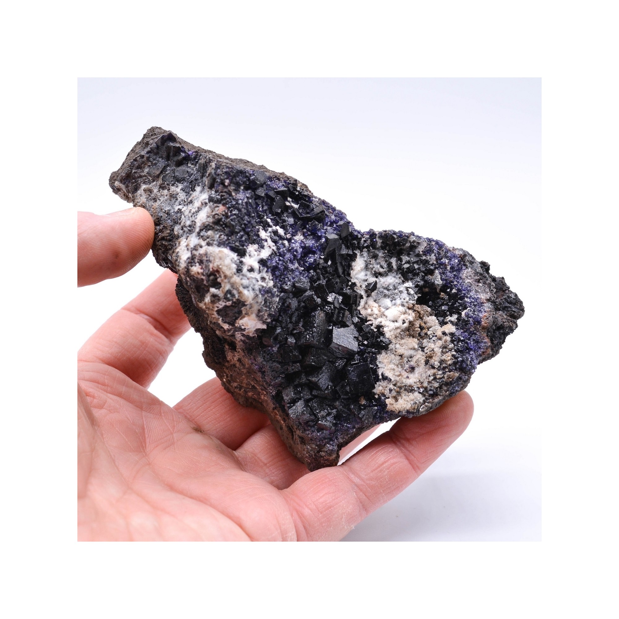 Fluorite antozonite, calcite - Ojuela mine, Mapimi, Durango, Mexico