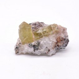 Apatite sur quartz - Cerro de Mercado, Durango, Mexique