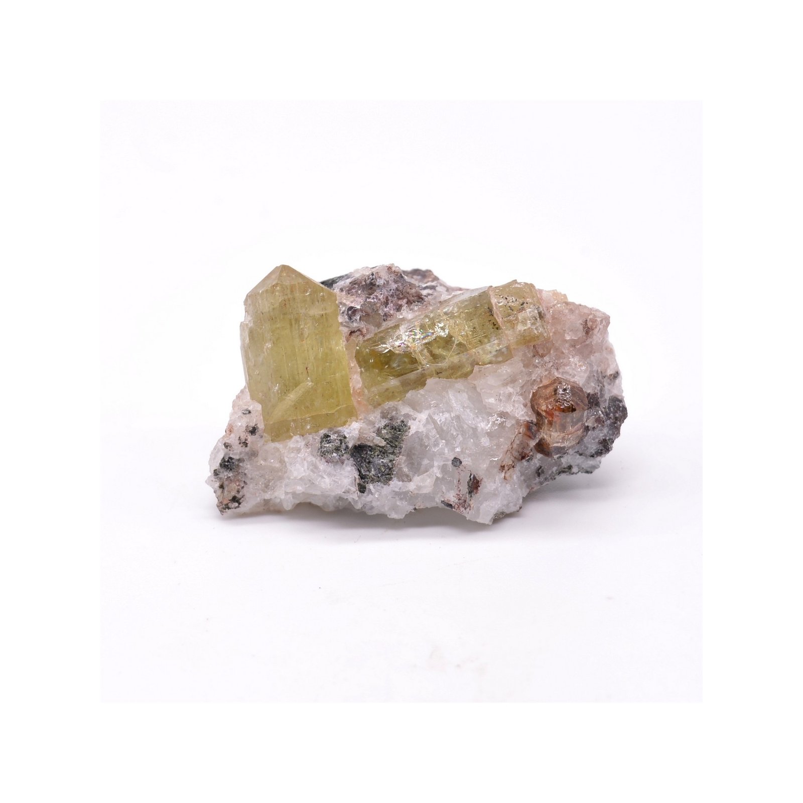 Apatite sur quartz - Cerro de Mercado, Durango, Mexique