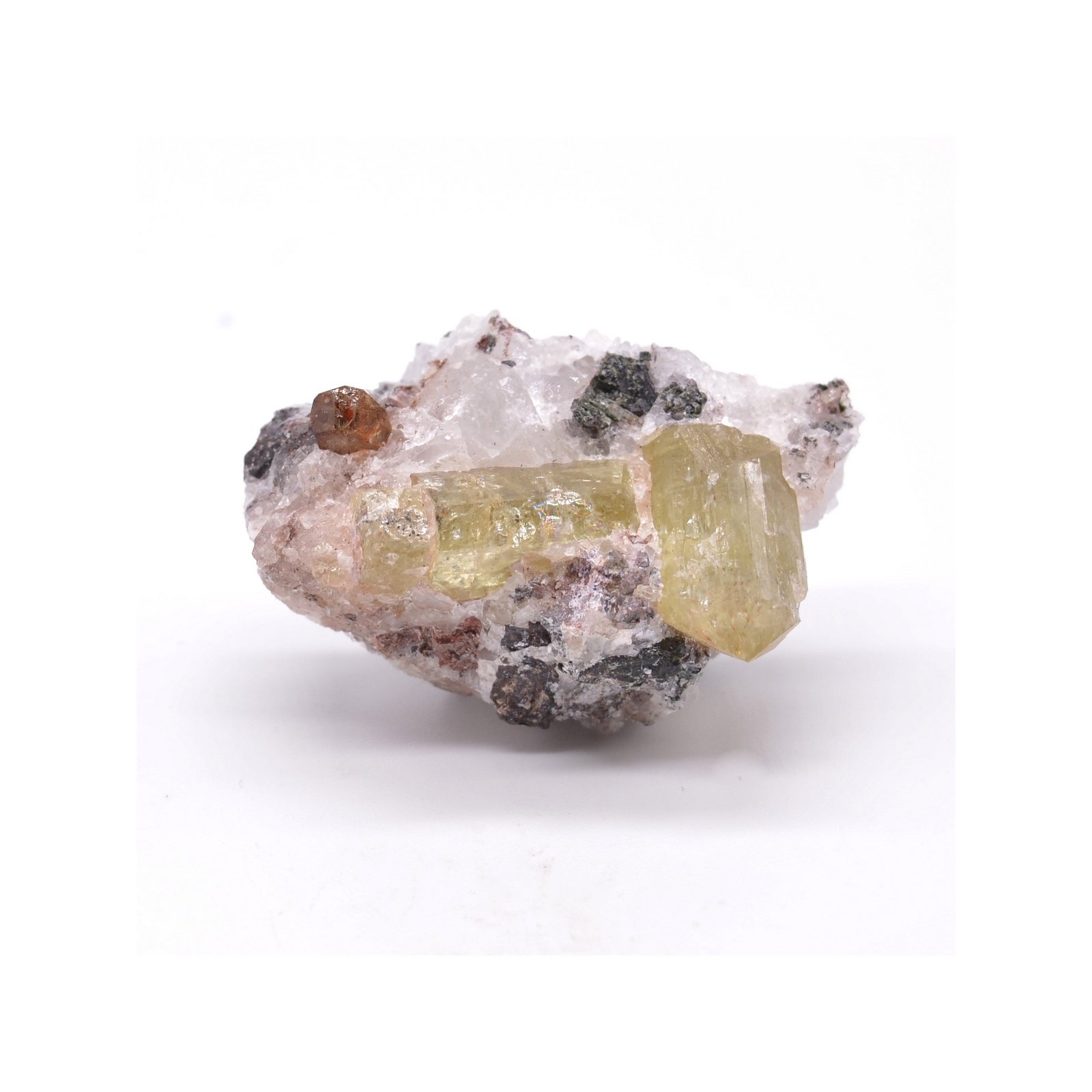 Apatite sur quartz - Cerro de Mercado, Durango, Mexique