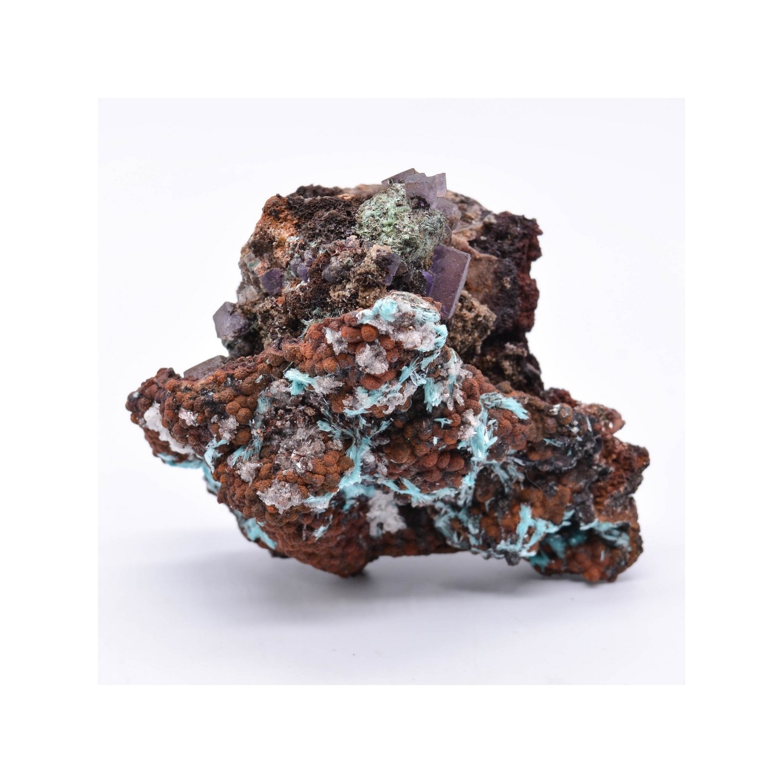 Aurichalcite, fluorine, goethite - Mine Ojuela, Mapimi, Durango, Mexique