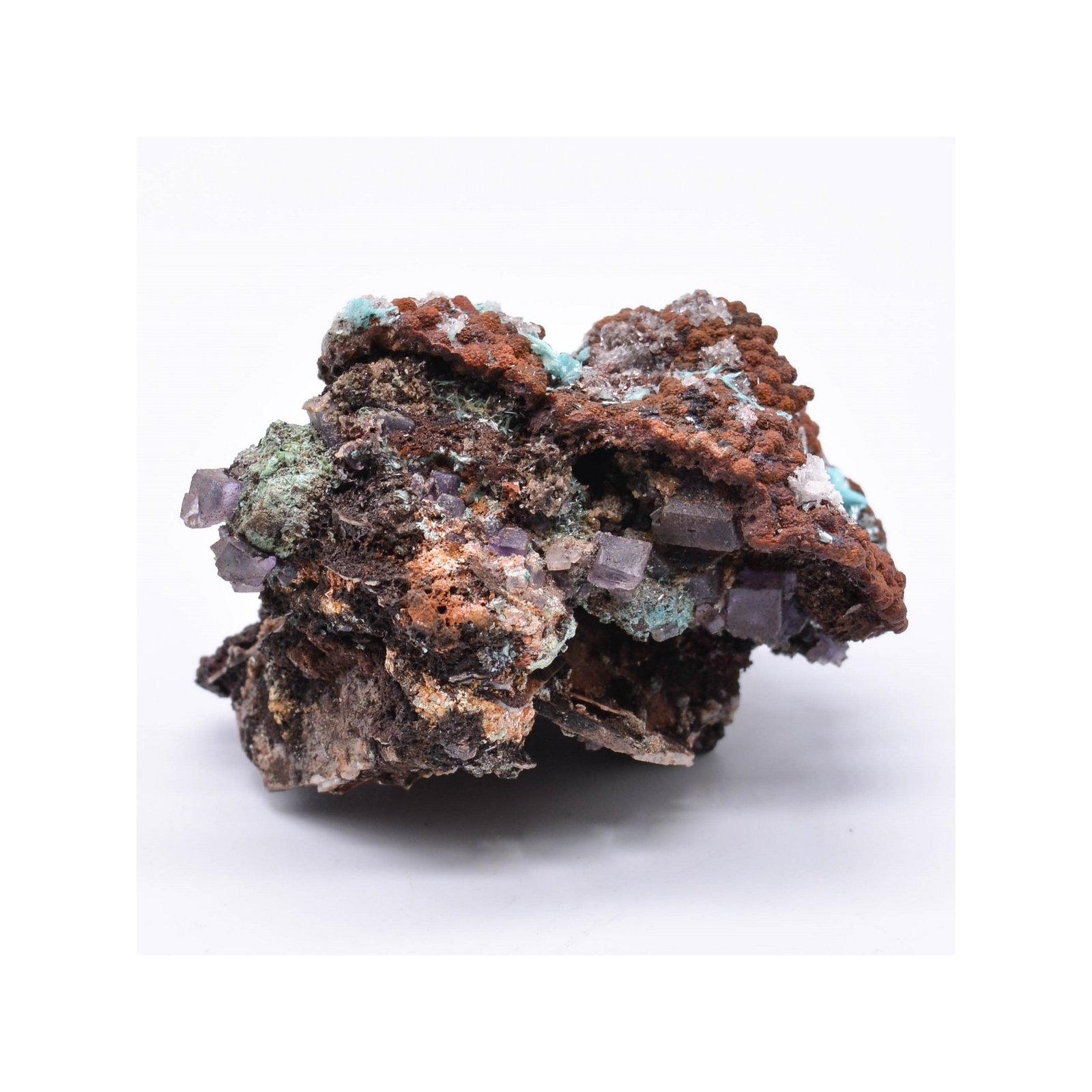 Aurichalcite, fluorine, goethite - Mine Ojuela, Mapimi, Durango, Mexique