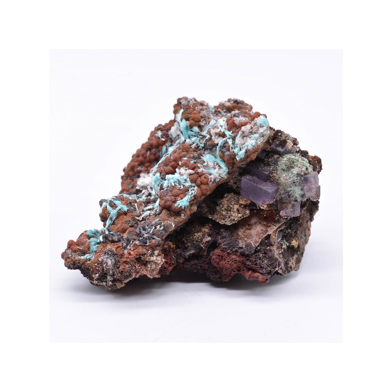 Aurichalcite, fluorine, goethite - Mine Ojuela, Mapimi, Durango, Mexique
