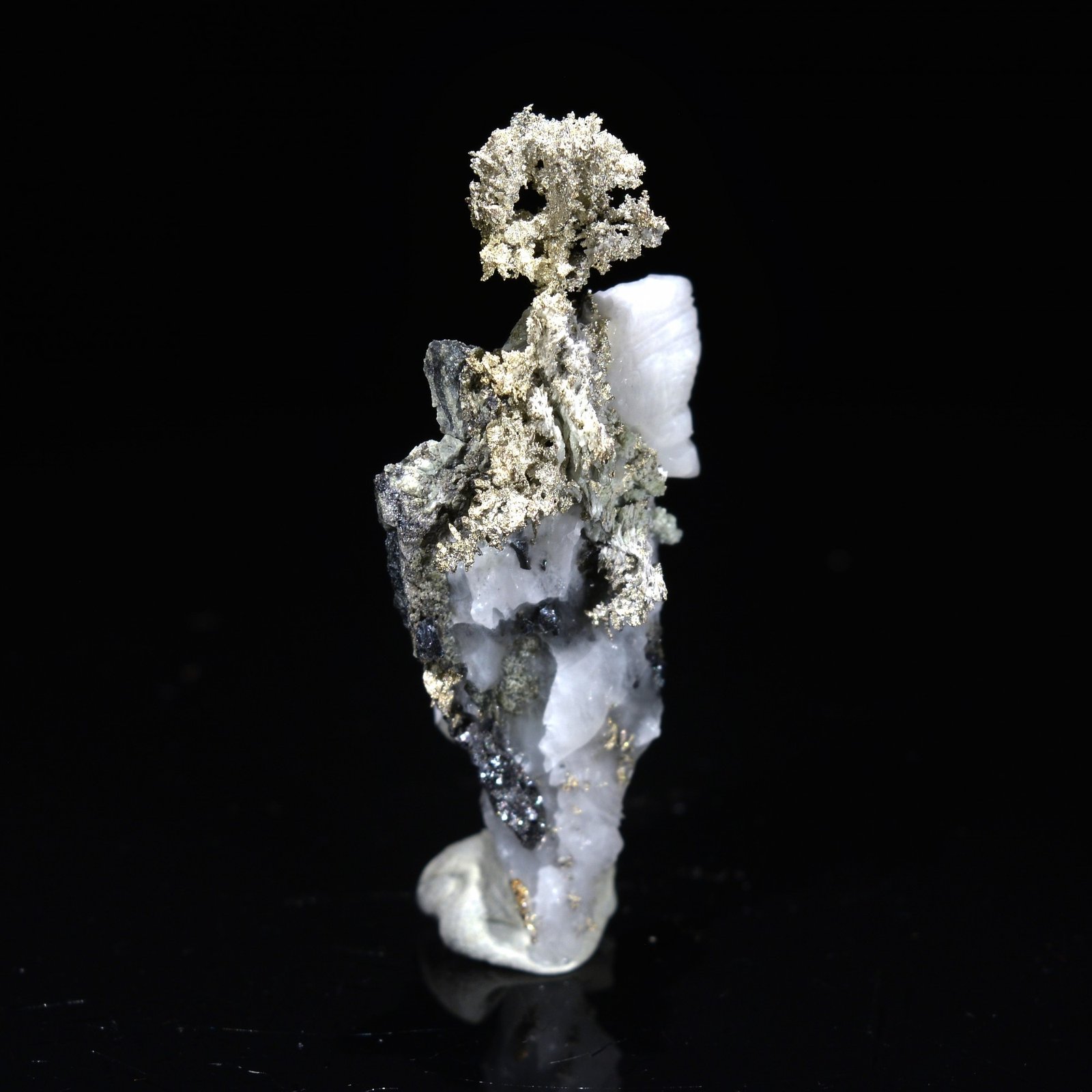 Argent natif sur calcite, Mine Bouismas, Bou Azzer, Maroc