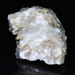 Argent natif sur calcite - Mine Bouismas, Bou Azzer, Maroc