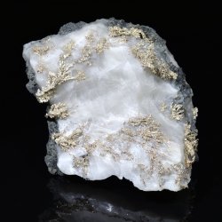 Argent natif sur calcite - Mine Bouismas, Bou Azzer, Maroc