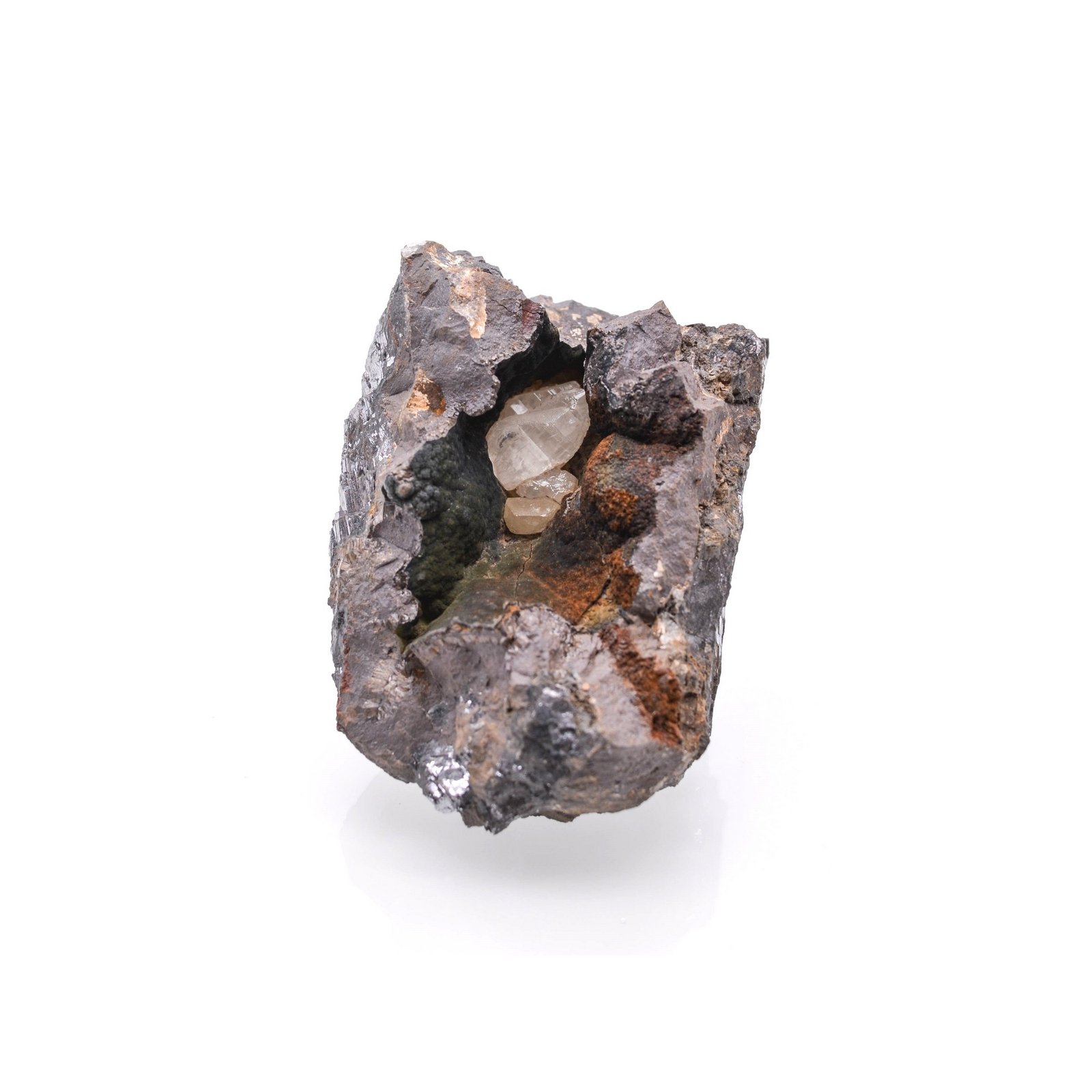 Cerussite and goethite in galena - Touissit, Morocco