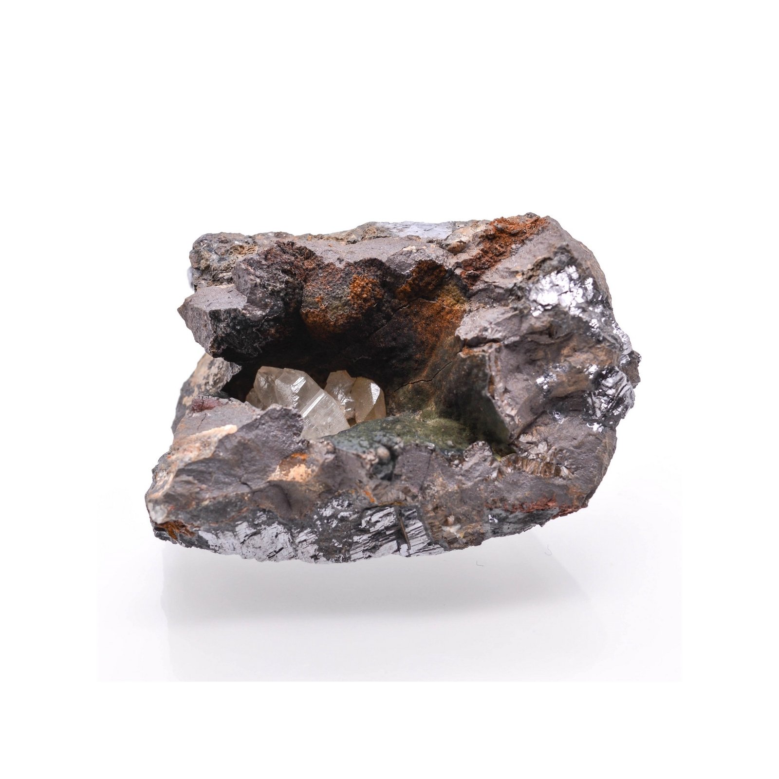 Cerussite and goethite in galena - Touissit, Morocco