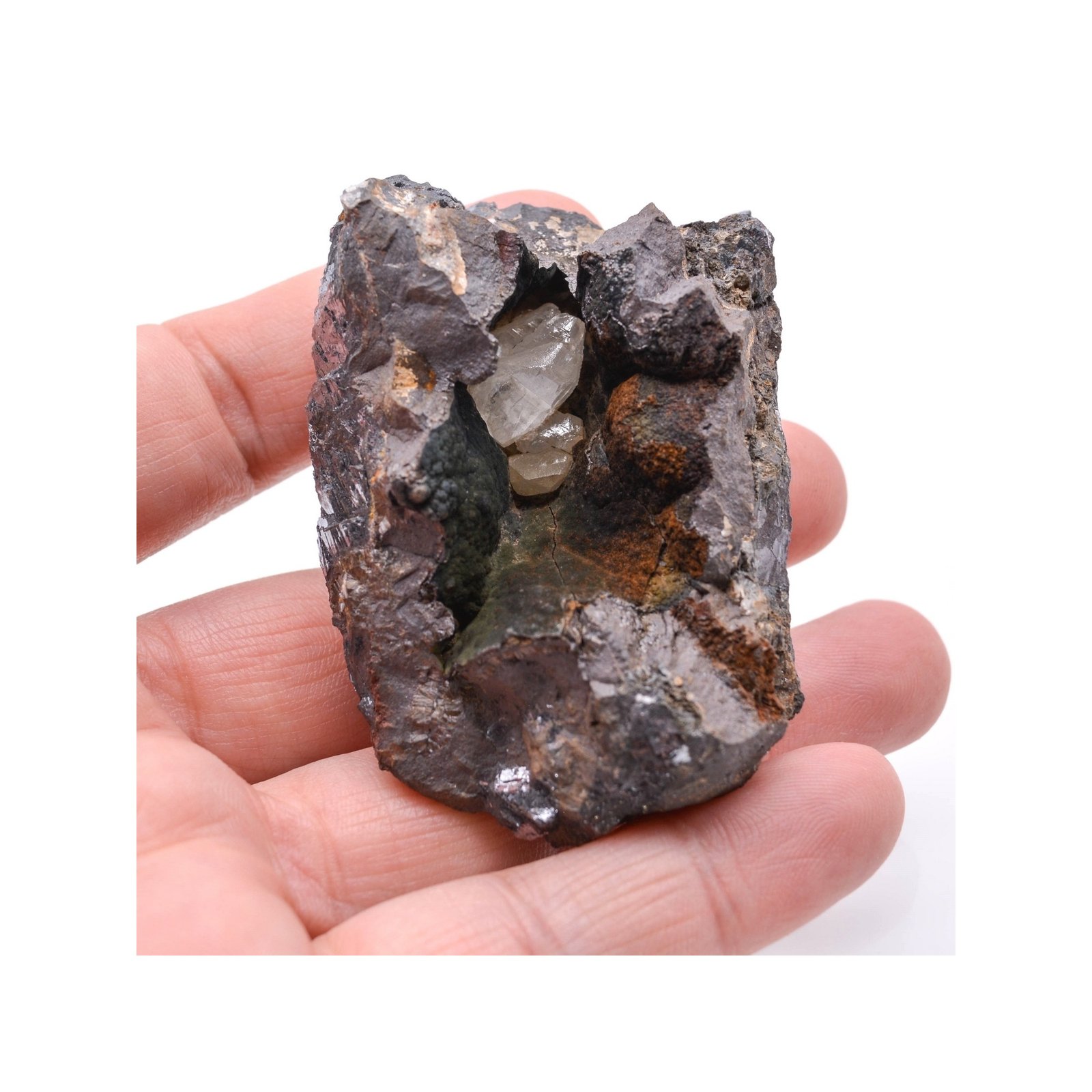 Cerussite and goethite in galena - Touissit, Morocco