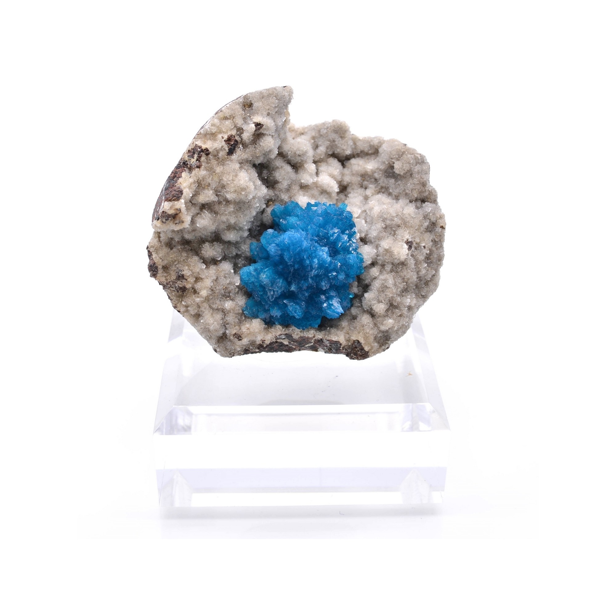 Cavansite on heulandite - Wagholi quarries, Poona, India