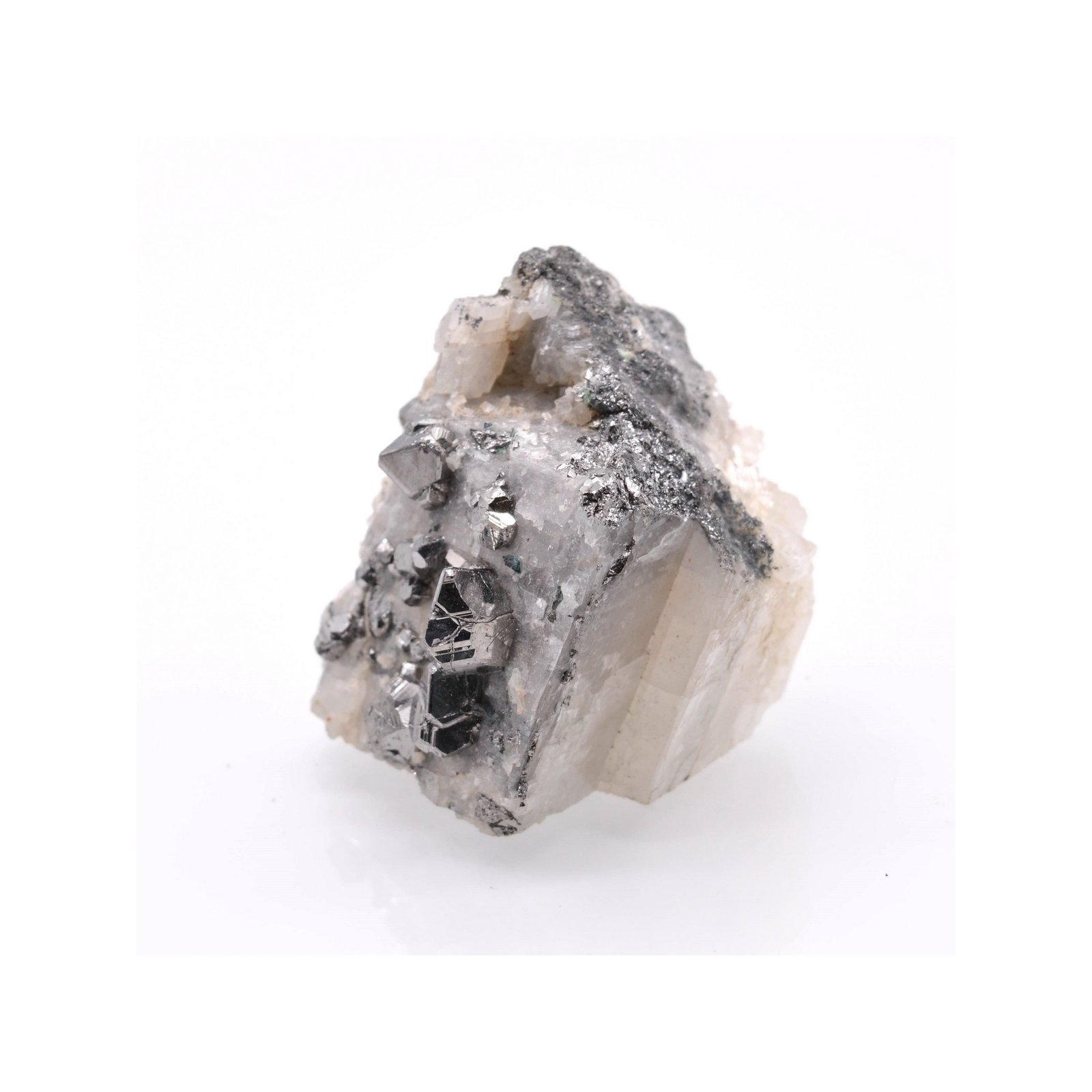 Carrolite on calcite - Kambove, Katanga, Congo