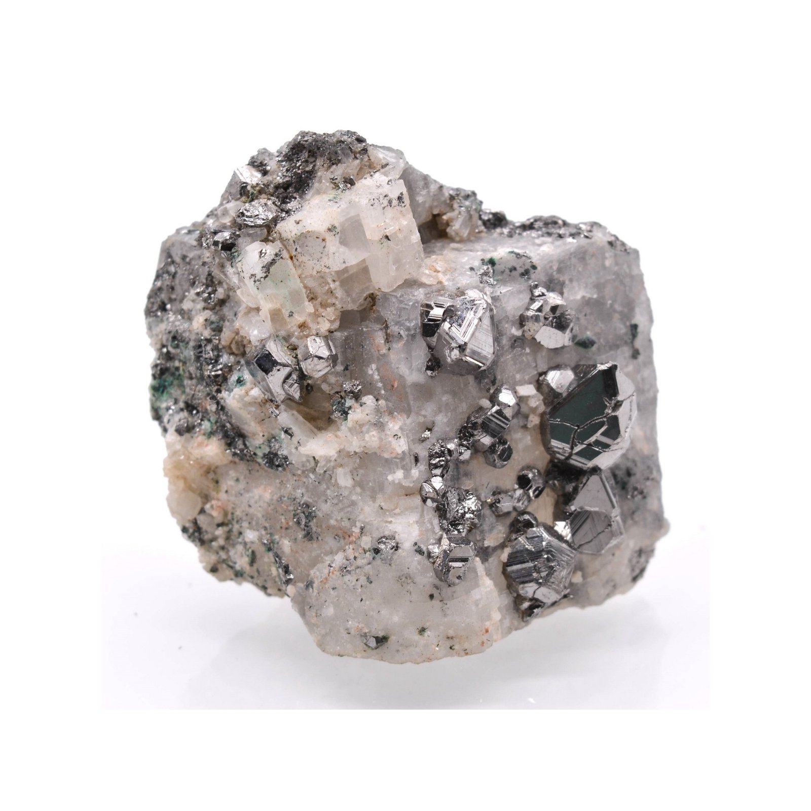 Carrolite on calcite - Kambove, Katanga, Congo