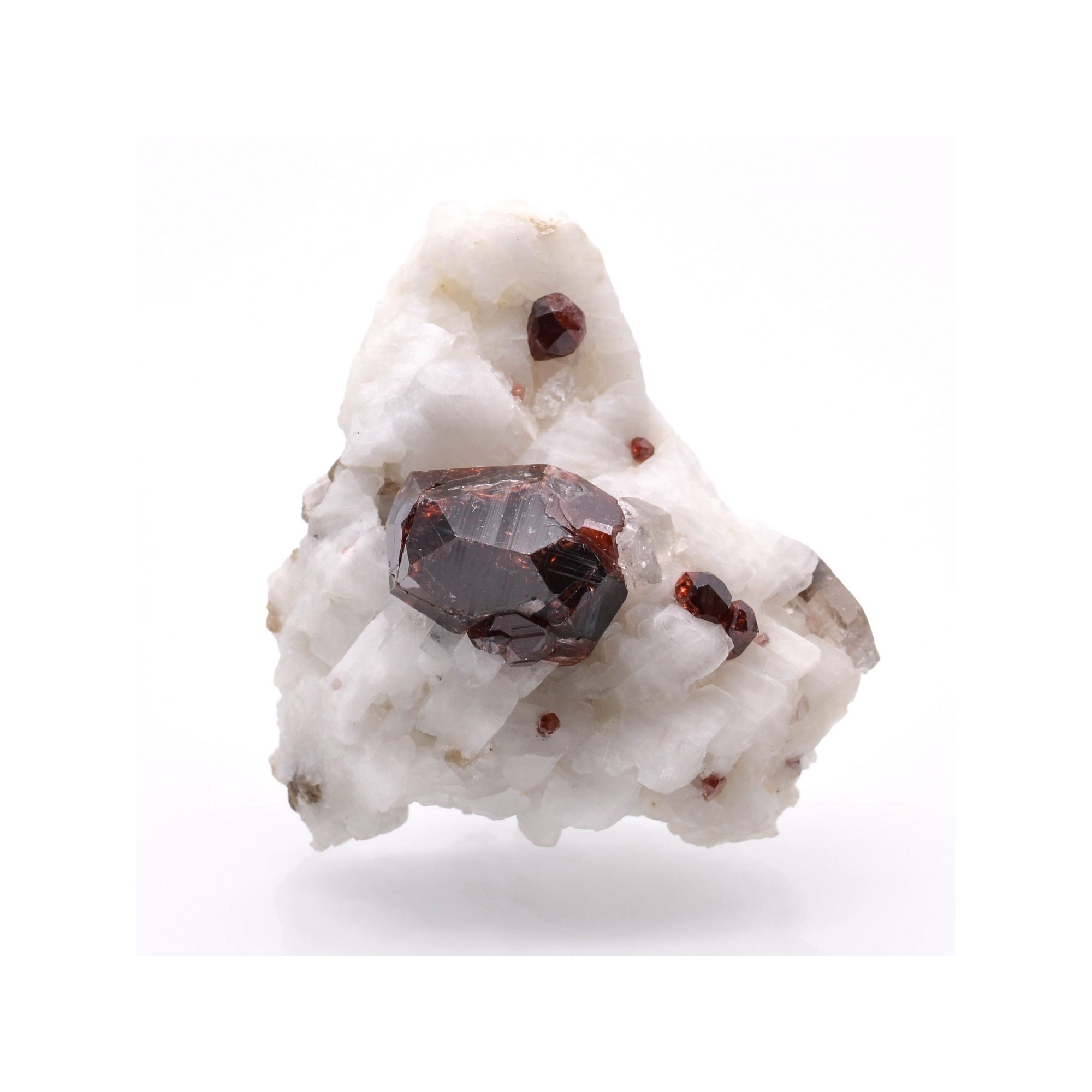 Spessartite garnet on orthoclase - Haramosh mountains, Toundu district, Gilgit-Baltistan, Pakistan