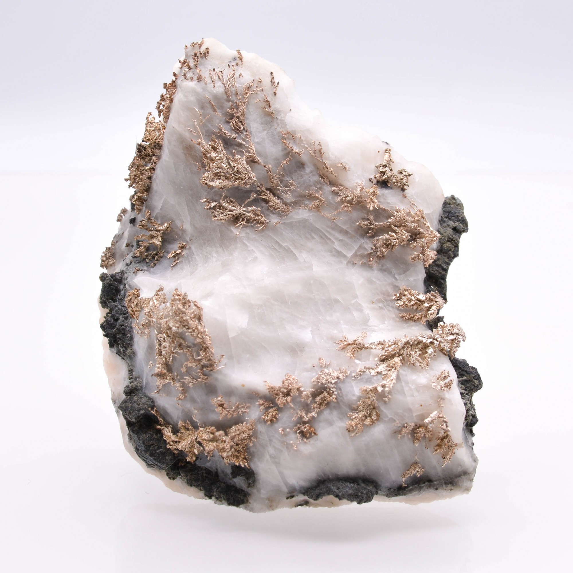 Argent natif sur calcite - Mine Bouismas, Bou Azzer, Maroc