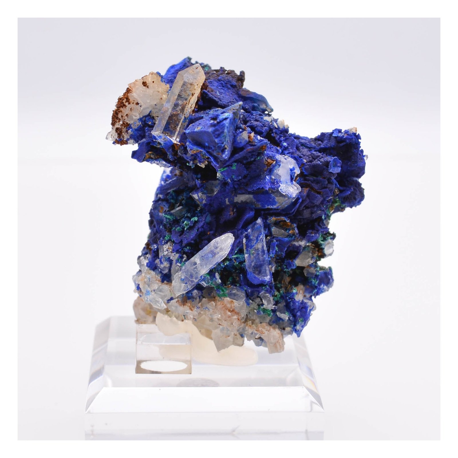 Azurite psm tétraèdrite et quartz - Mine à Giraud (La Gardette), Isère, France