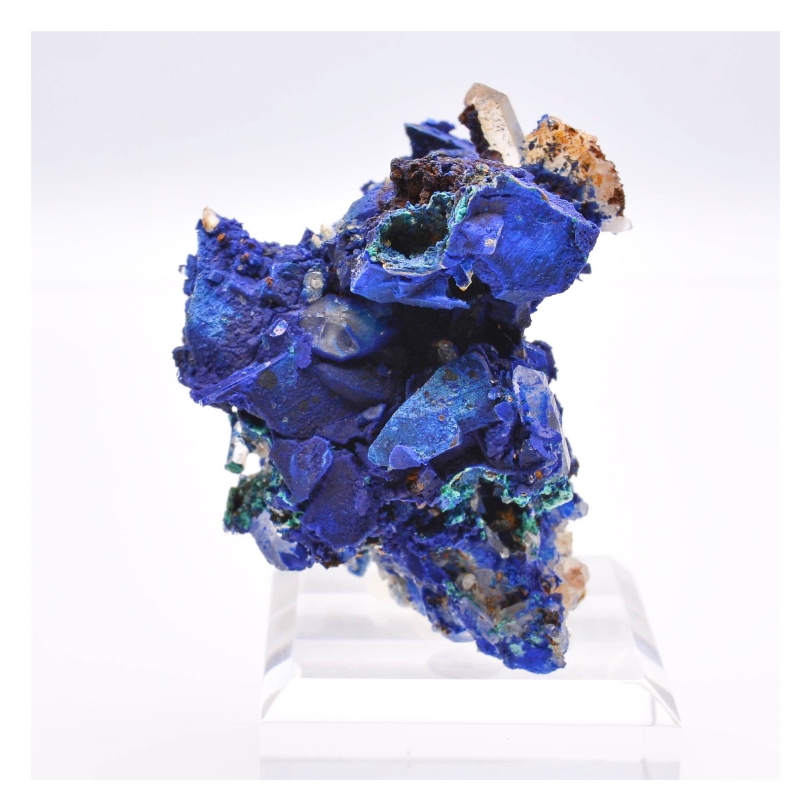 Azurite psm tétraèdrite et quartz - Mine à Giraud (La Gardette), Isère, France