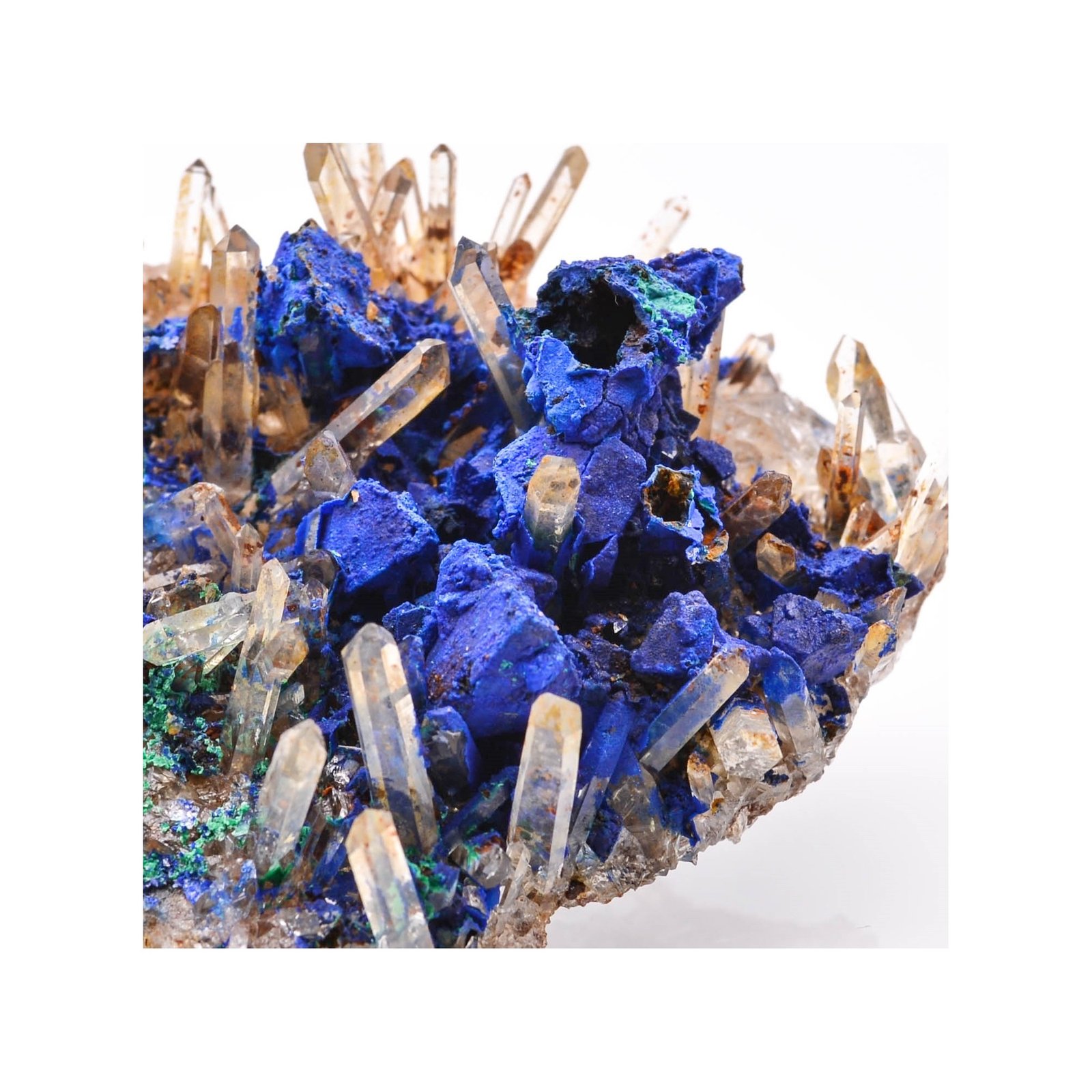 Azurite psm tetrahedrite and quartz - Mine à Giraud (La Gardette), Isère, France