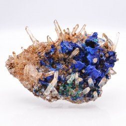Azurite psm tetrahedrite and quartz - Mine à Giraud (La Gardette), Isère, France