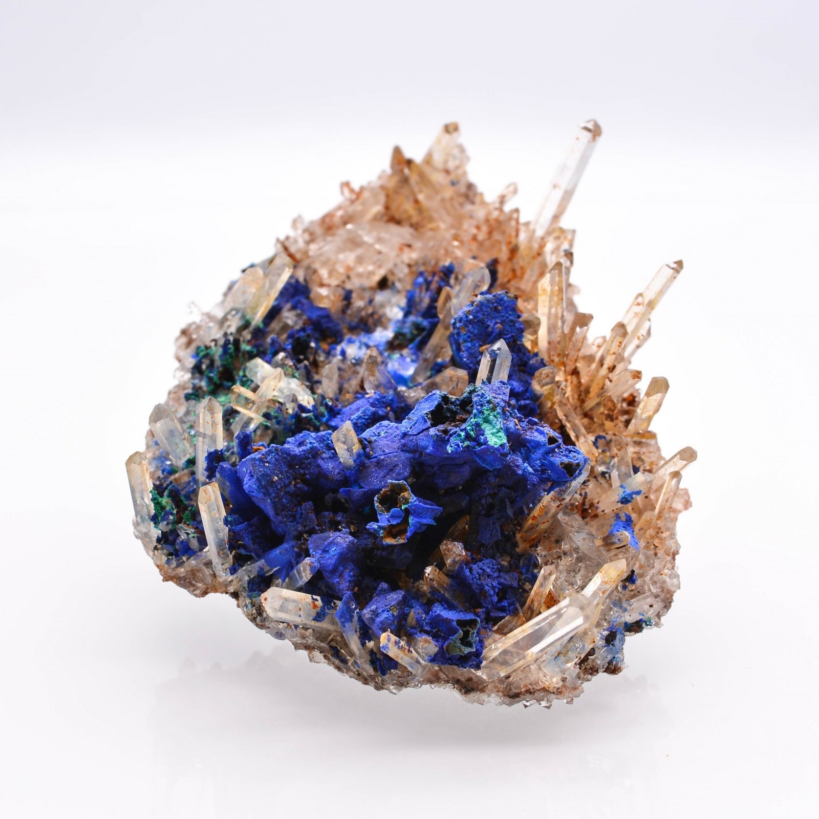 Azurite psm tetrahedrite and quartz - Mine à Giraud (La Gardette), Isère, France