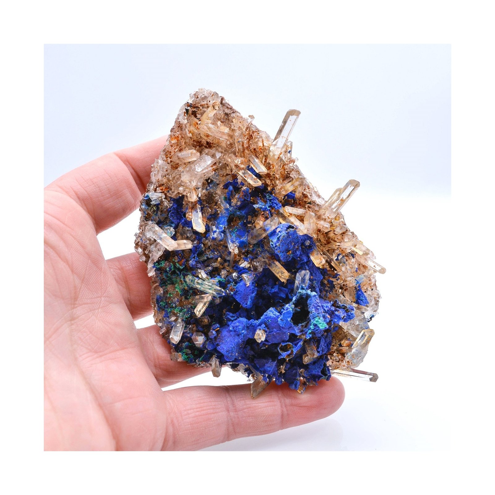 Azurite psm tetrahedrite and quartz - Mine à Giraud (La Gardette), Isère, France