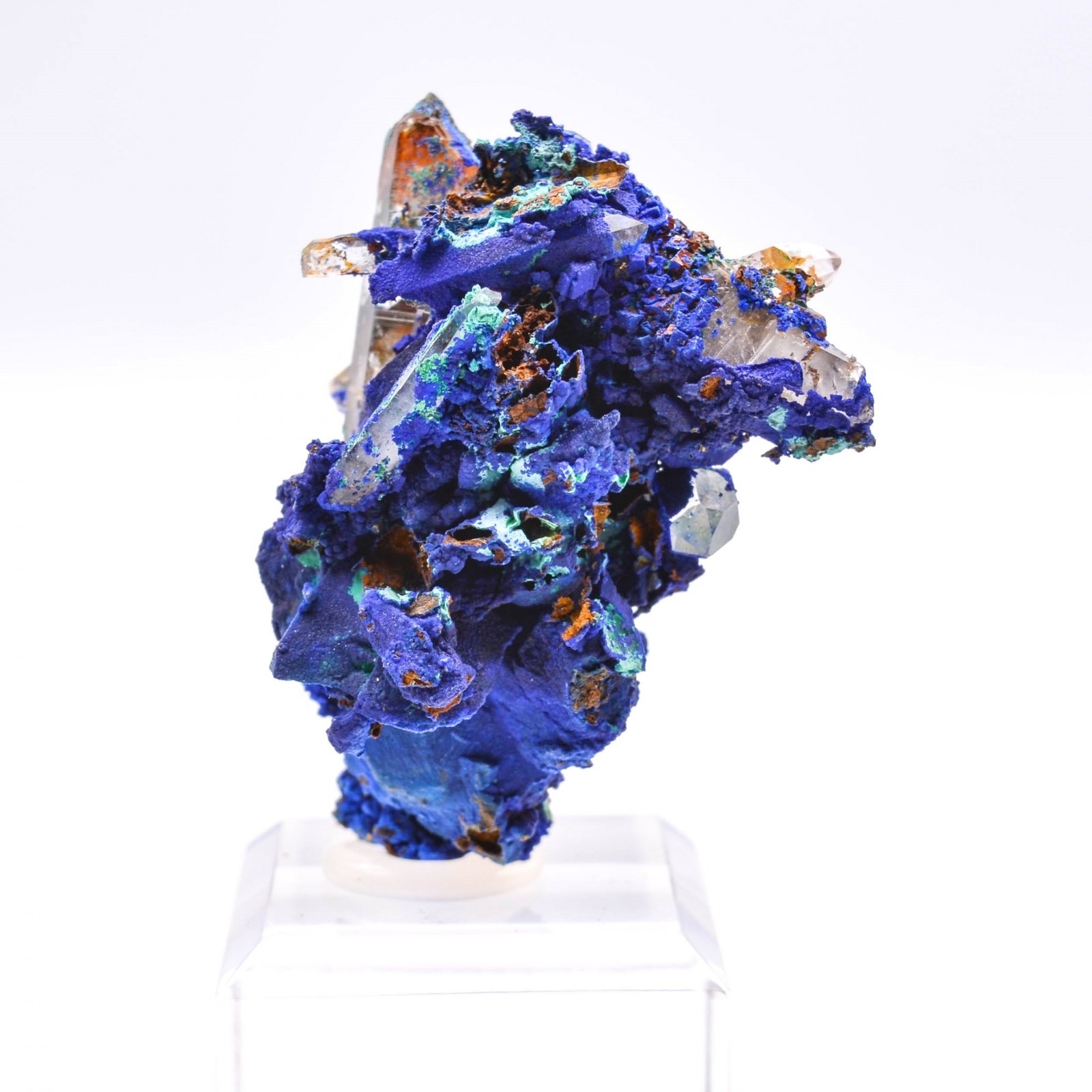 Azurite psm tetrahedrite and quartz - Mine à Giraud (La Gardette), Isère, France