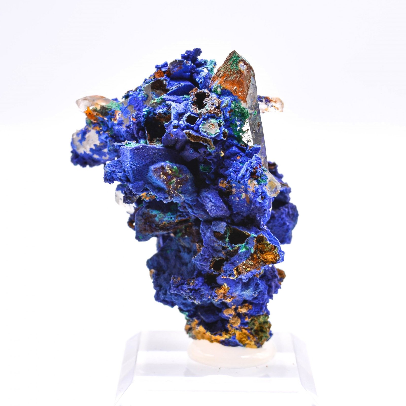 Azurite psm tetrahedrite and quartz - Mine à Giraud (La Gardette), Isère, France