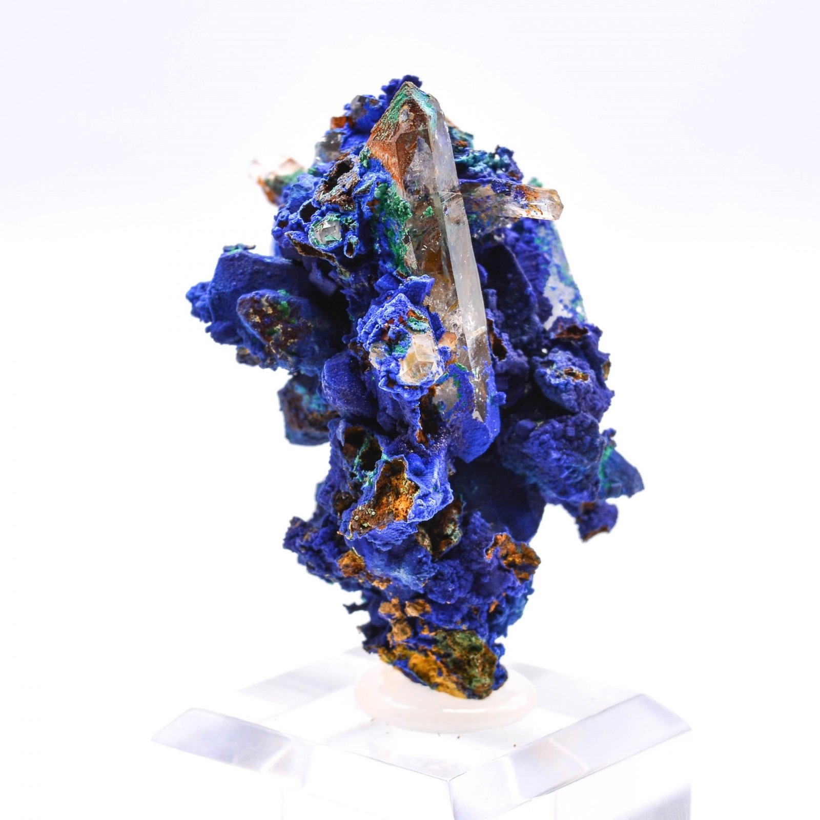 Azurite psm tetrahedrite and quartz - Mine à Giraud (La Gardette), Isère, France