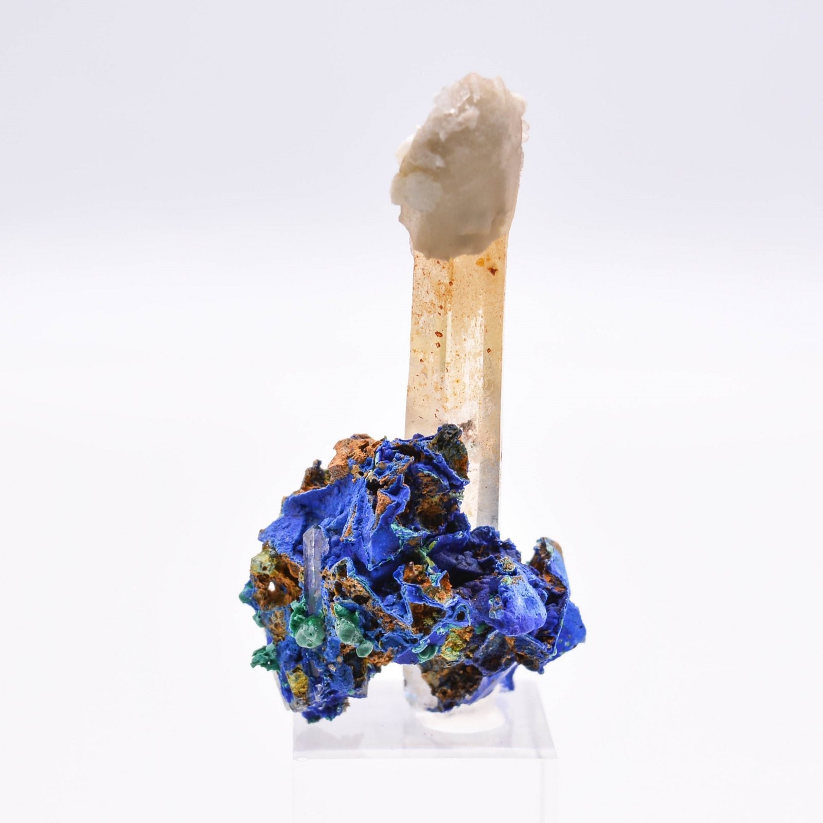 Quartz and azurite psm tetrahedrite - Mine à Giraud (La Gardette), Isère, France
