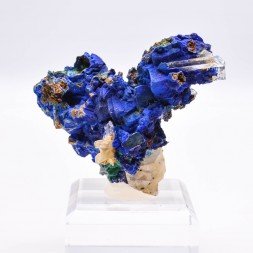 Azurite psm tetrahedrite and quartz - Mine à Giraud (La Gardette), Isère, France