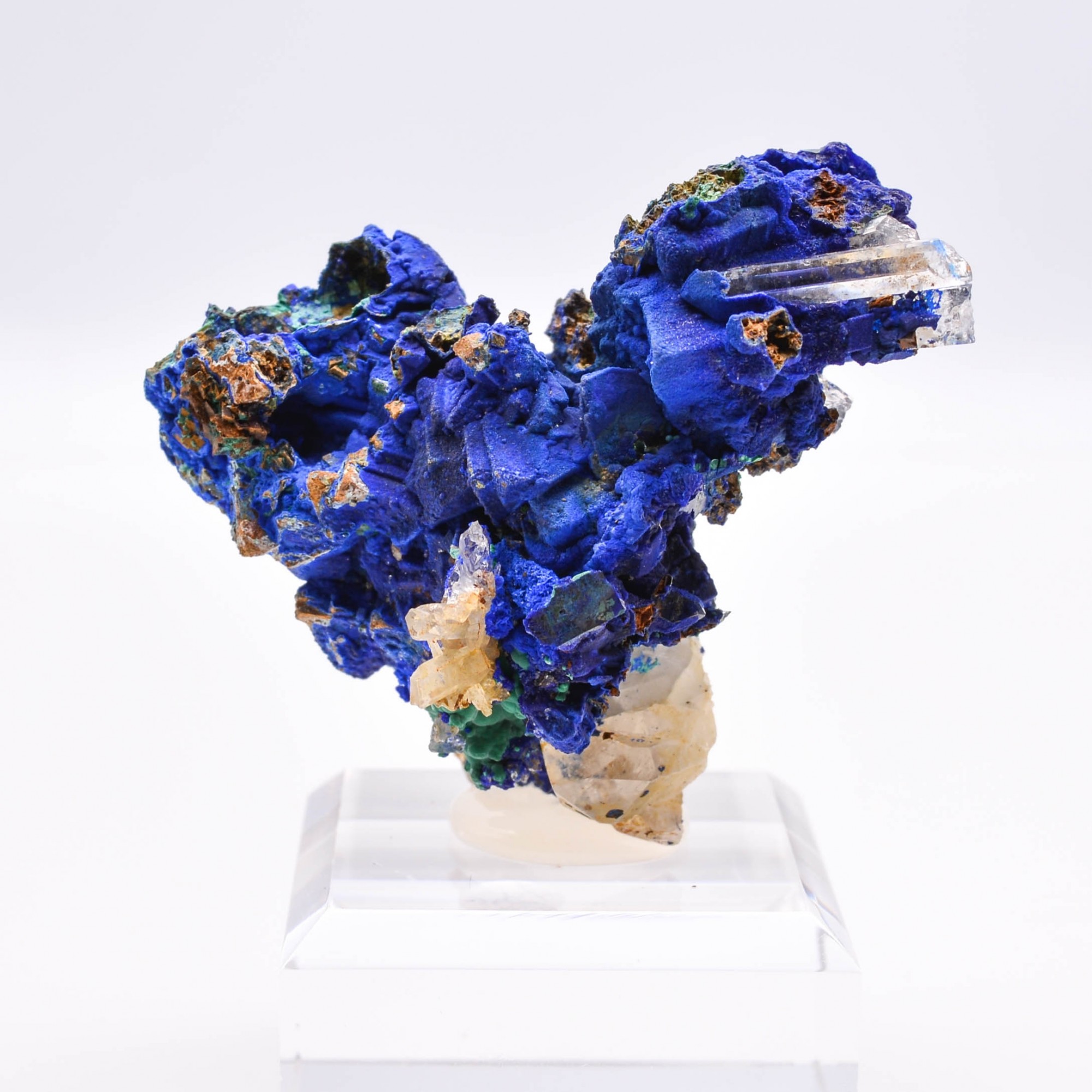 Azurite psm tétraèdrite et quartz - Mine à Giraud (La Gardette), Isère, France