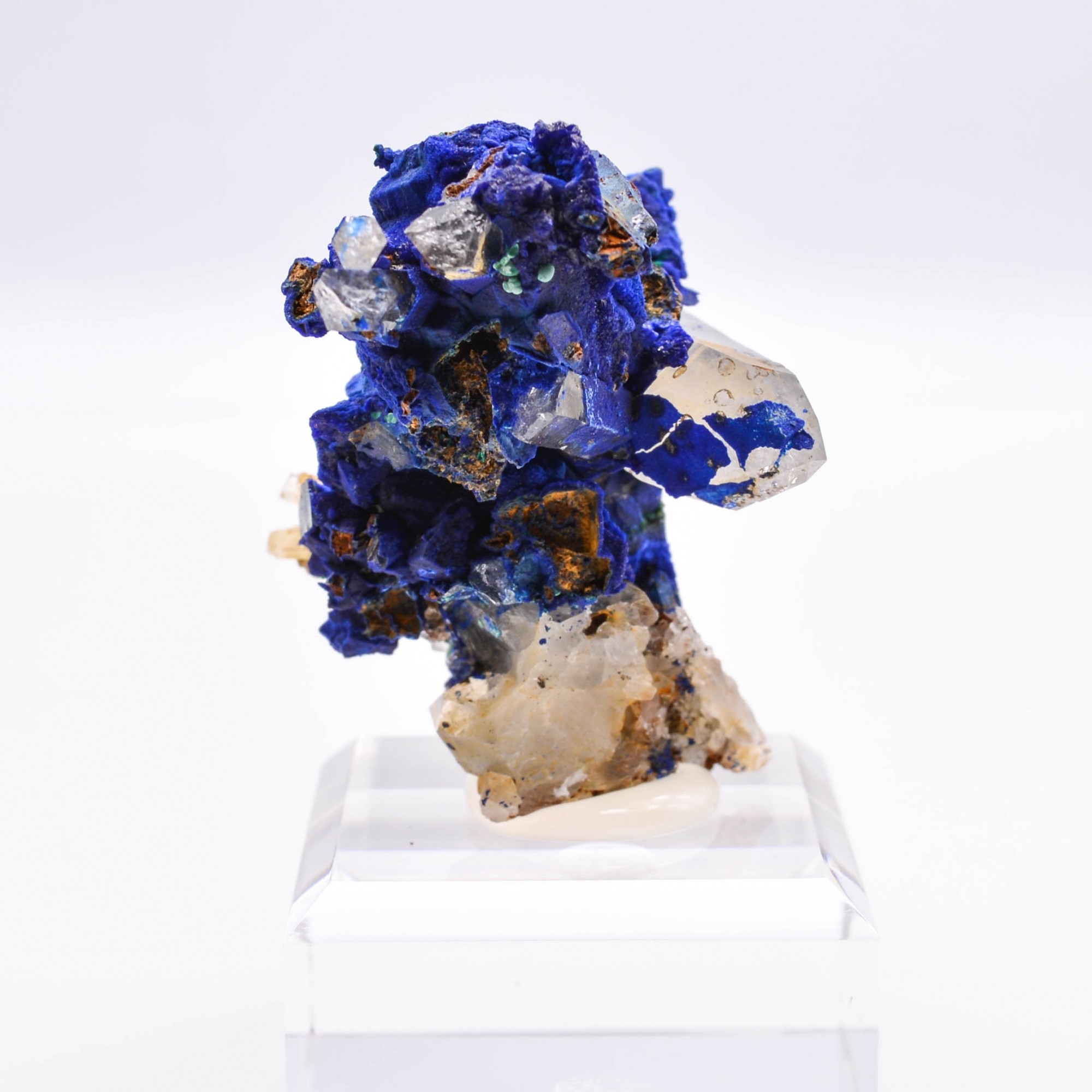 Azurite psm tétraèdrite et quartz - Mine à Giraud (La Gardette), Isère, France