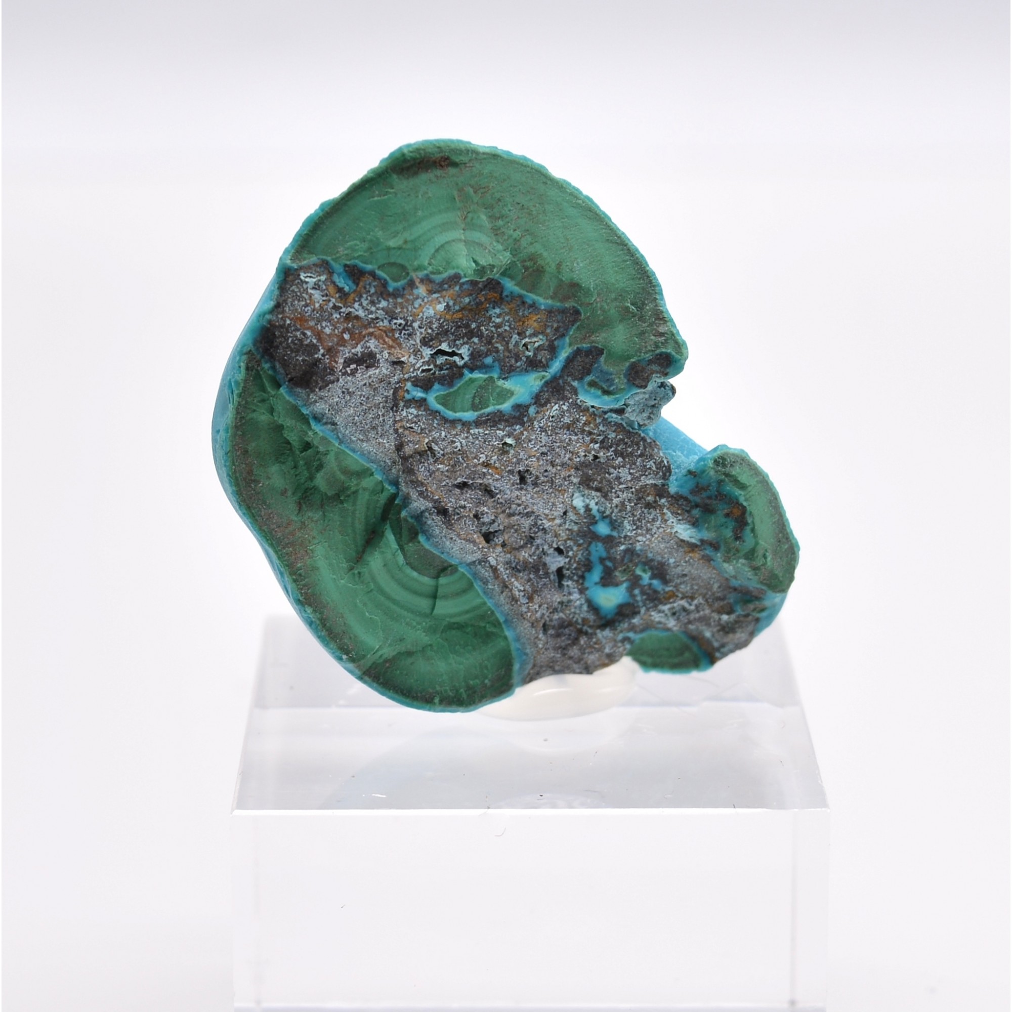 Chrysocolle sur malachite - Mine de l'Etoile, Lubumbashi, Katanga, Congo