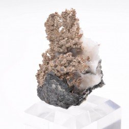 Native silver on calcite - Bouismas mine, Morocco