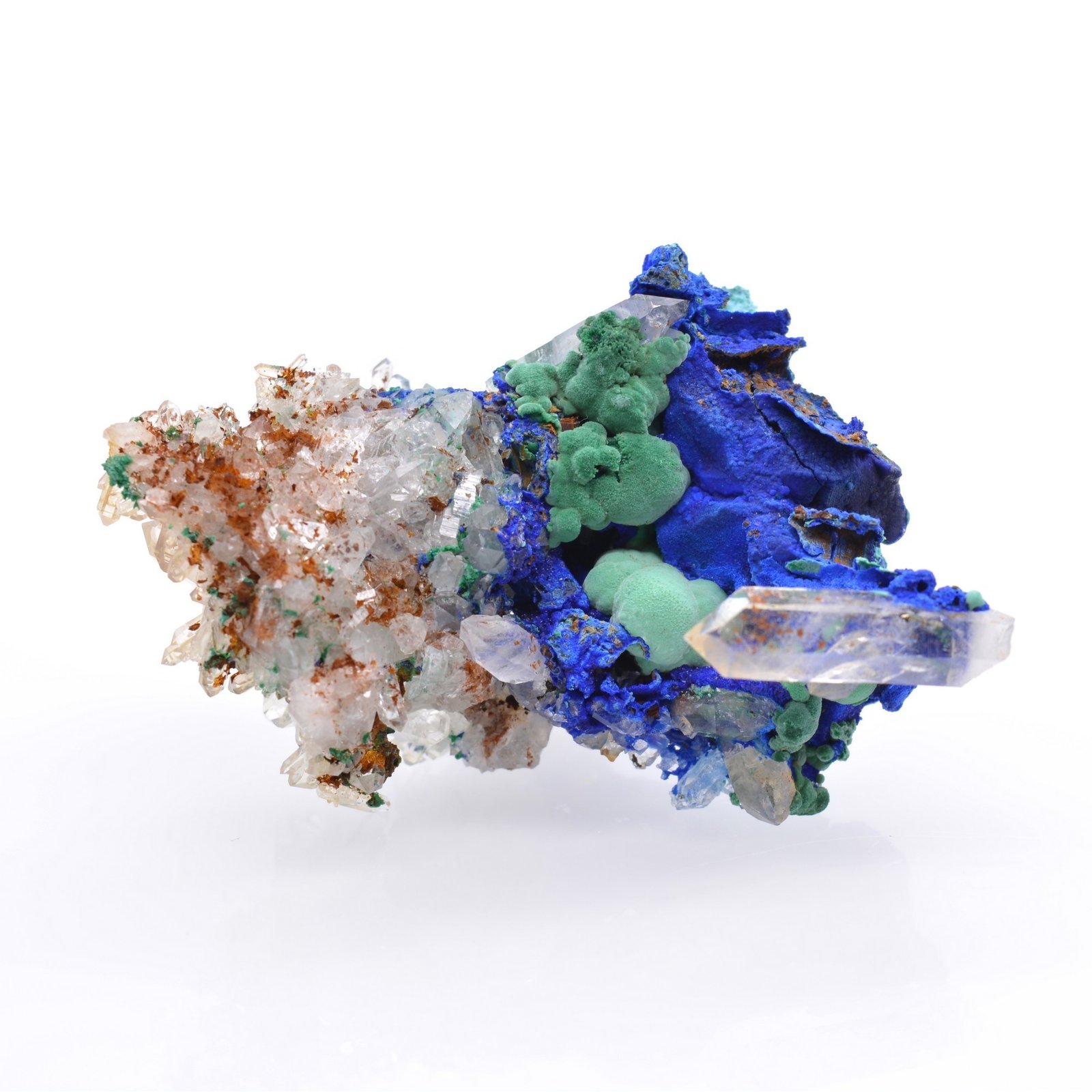 Azurite malachite et quartz - Mine à Giraud, Isère, France