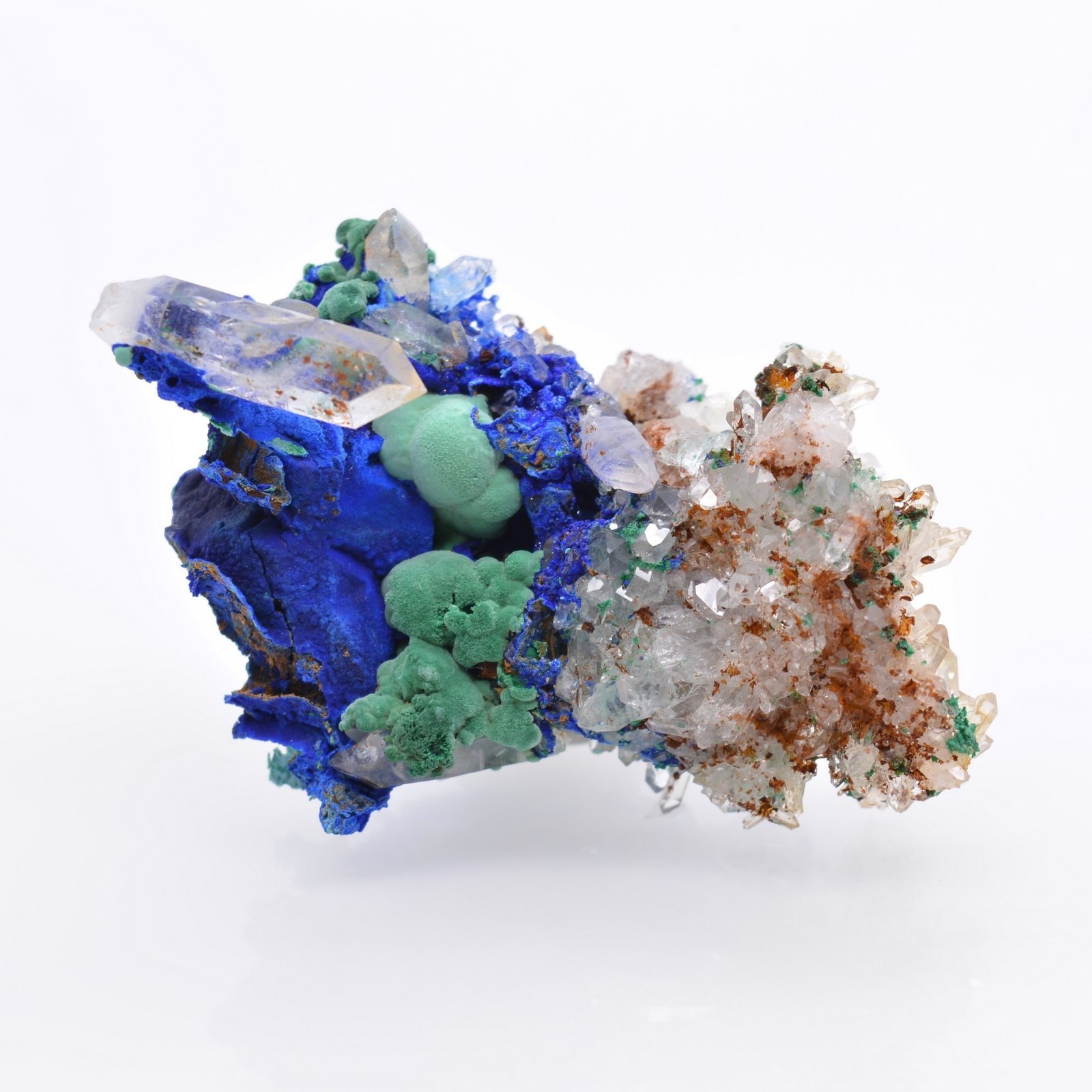Azurite malachite and quartz - Mine à Giraud, Isère, France