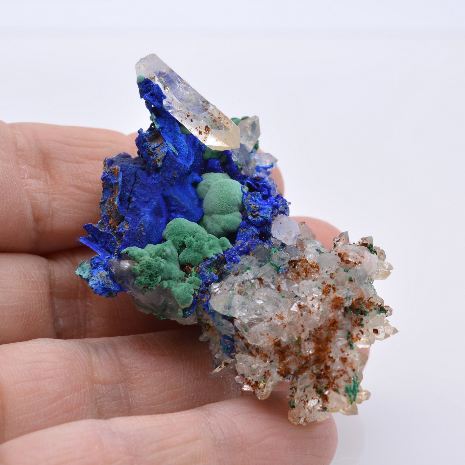 Azurite malachite et quartz - Mine à Giraud, Isère, France