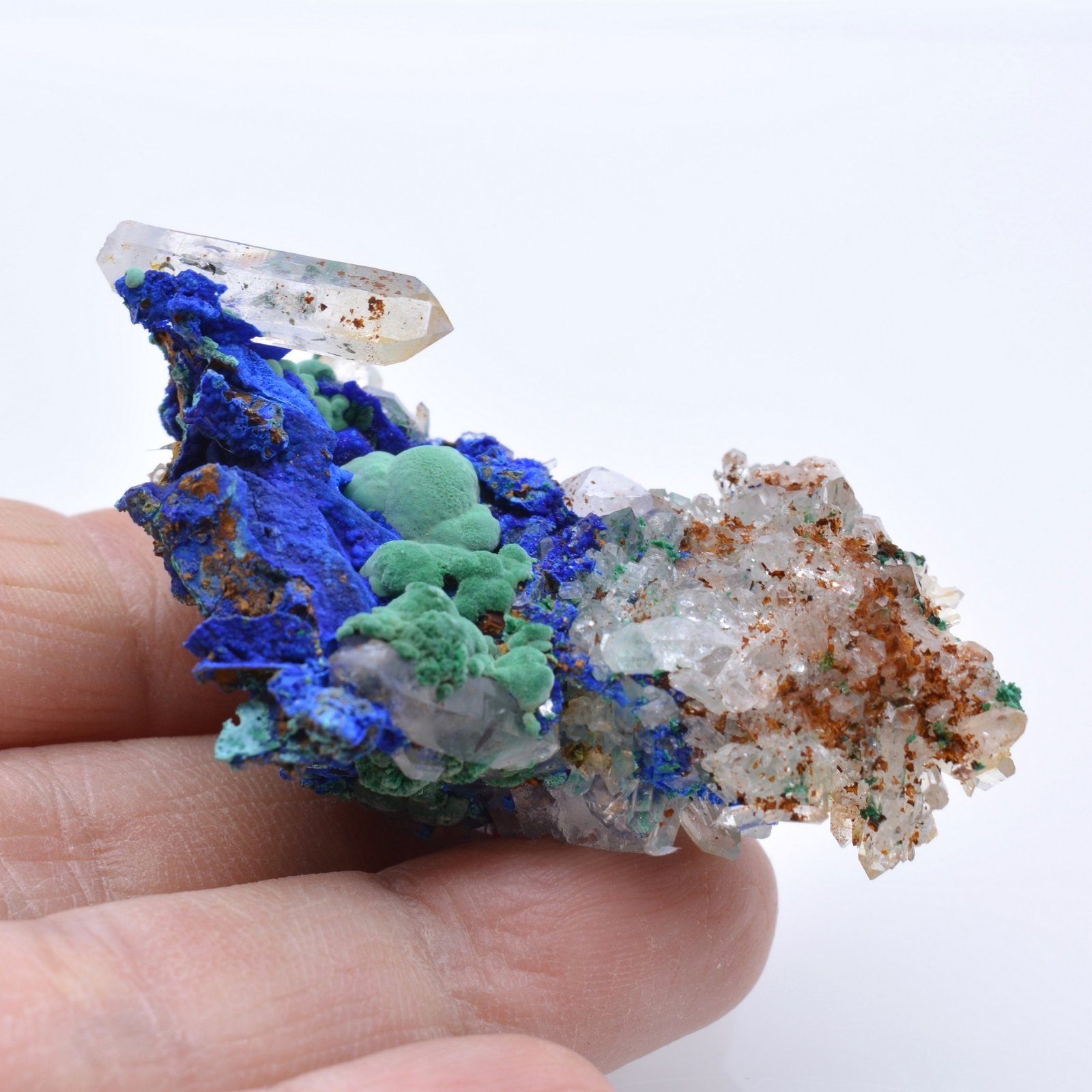 Azurite malachite et quartz - Mine à Giraud, Isère, France
