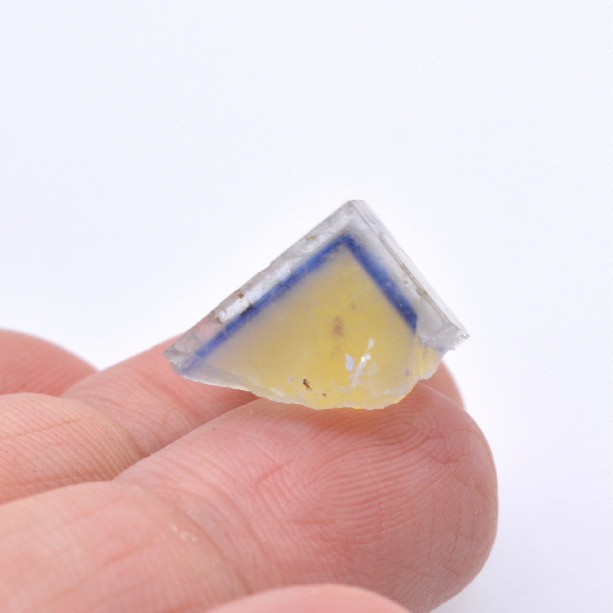 Yellow fluorite with blue border - La Barre mine, Puy-de-Dôme, France