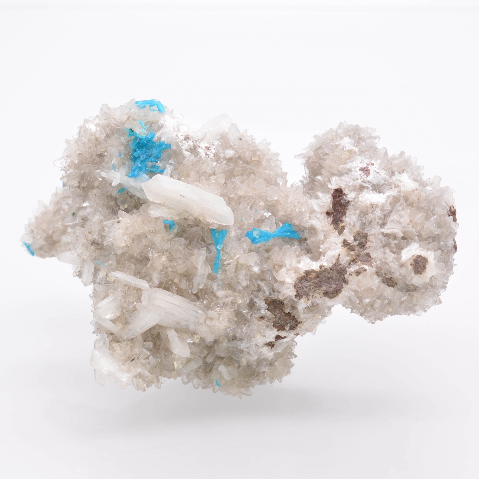 Cavansite on stilbite - Wagholi quarries, Poona district, Maharashtra, India