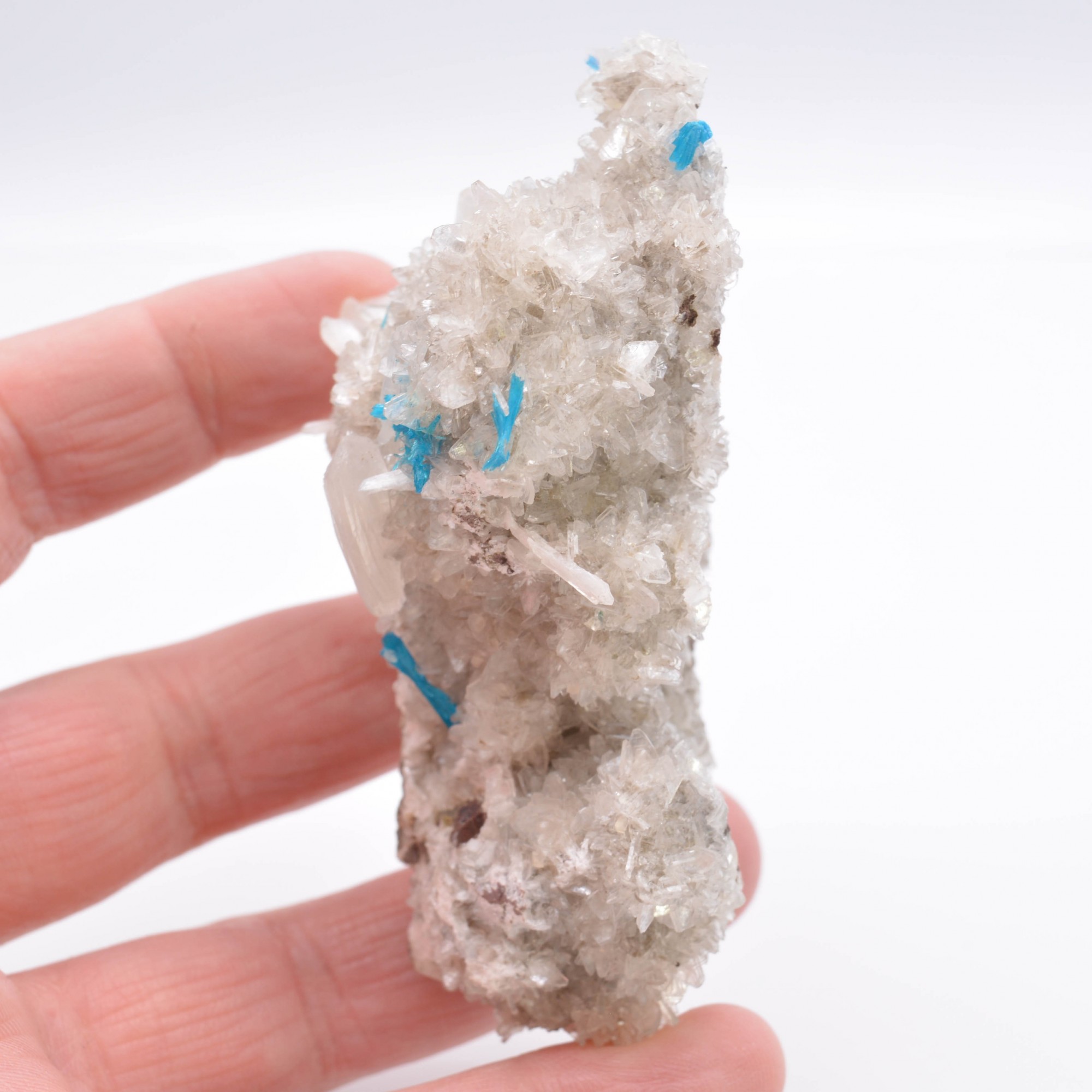 Cavansite sur stilbite - Carrières de Wagholi, district de Poona, Maharashtra, Inde