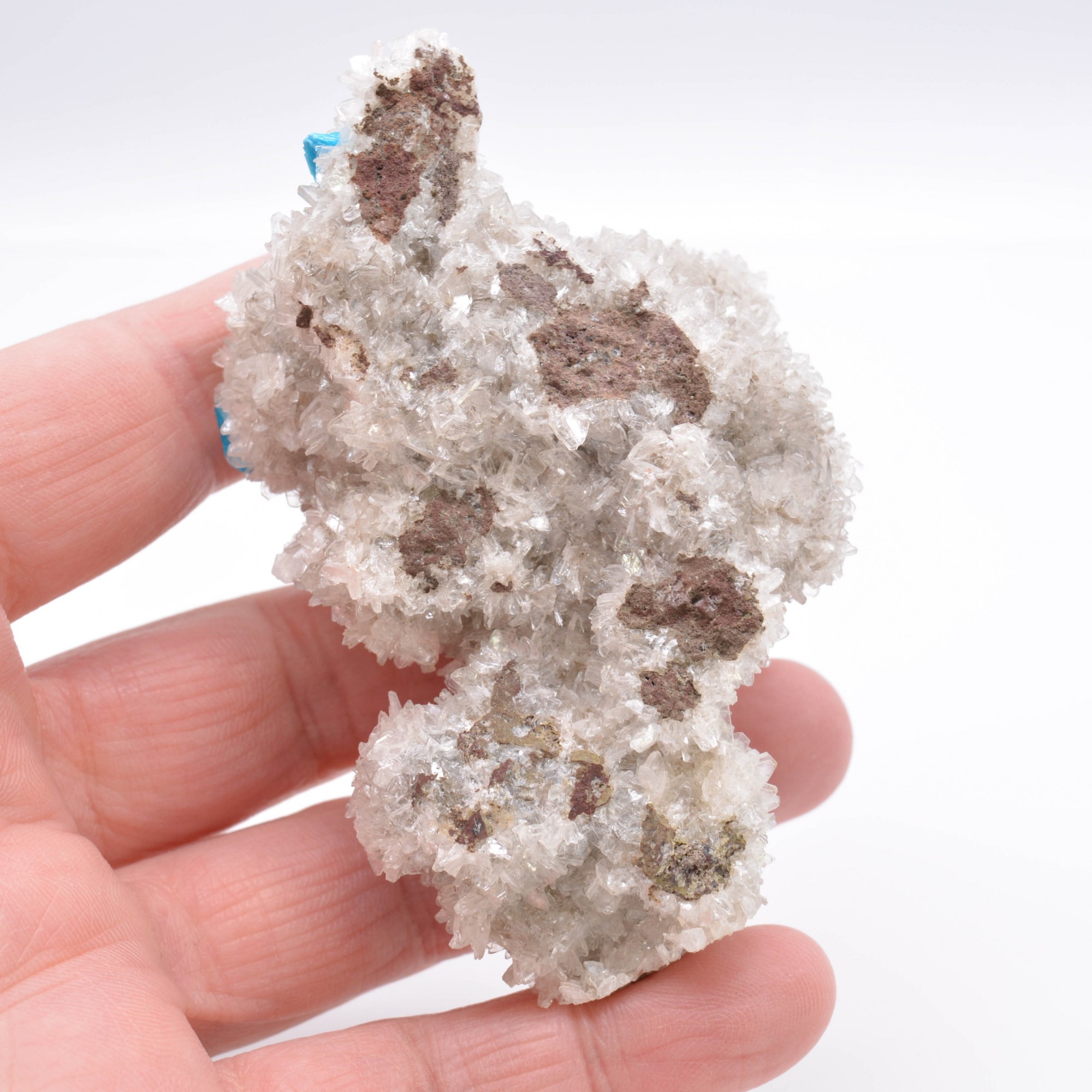 Cavansite on stilbite - Wagholi quarries, Poona district, Maharashtra, India