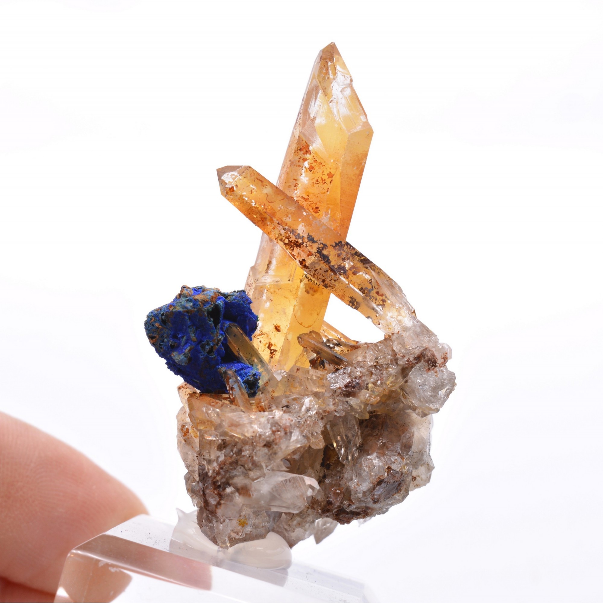 Quartz and azurite psm tetrahedrite - Mine à Giraud, Isère, France