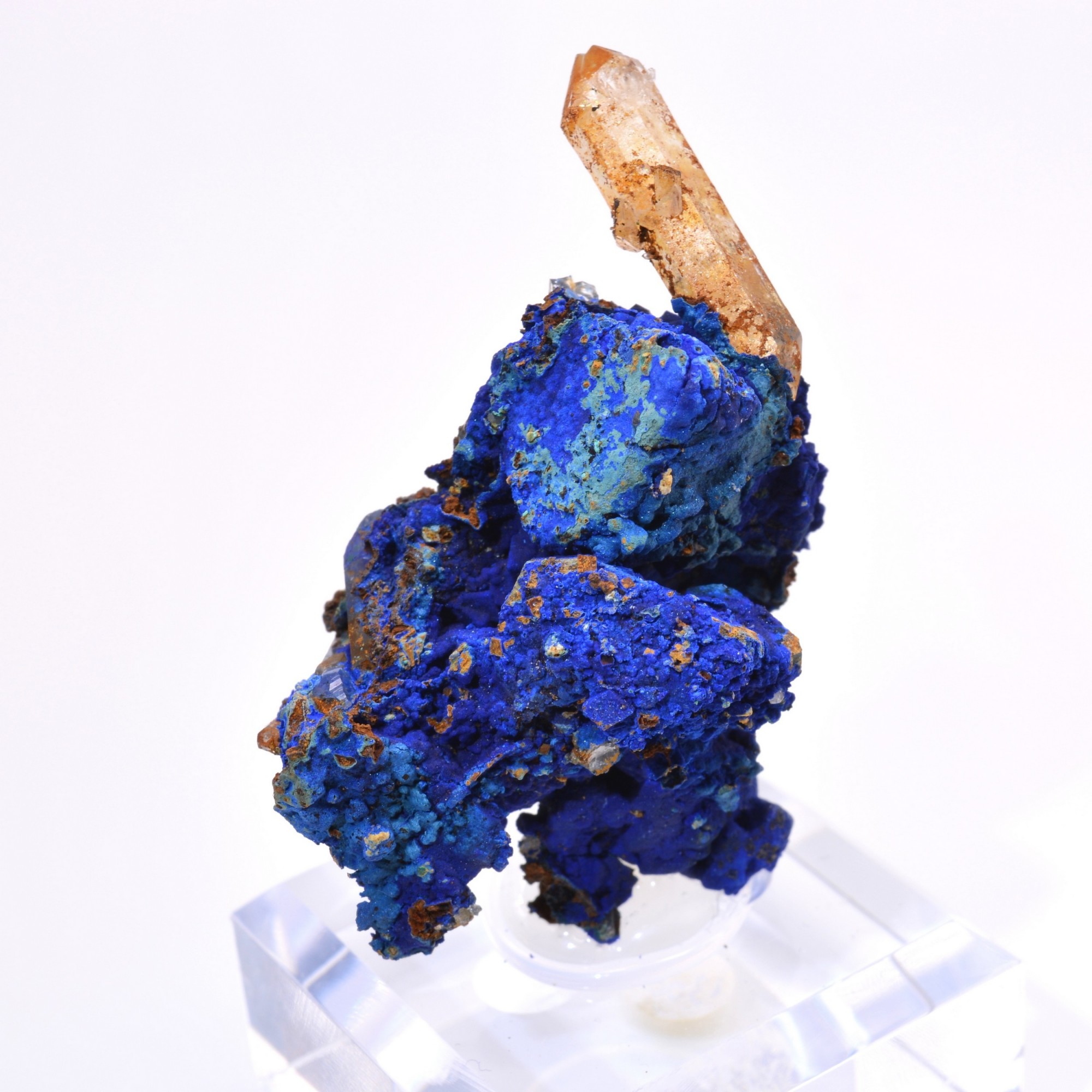 Azurite psm tétraèdrite et quartz - Mine à Giraud (La Gardette), Isère, France